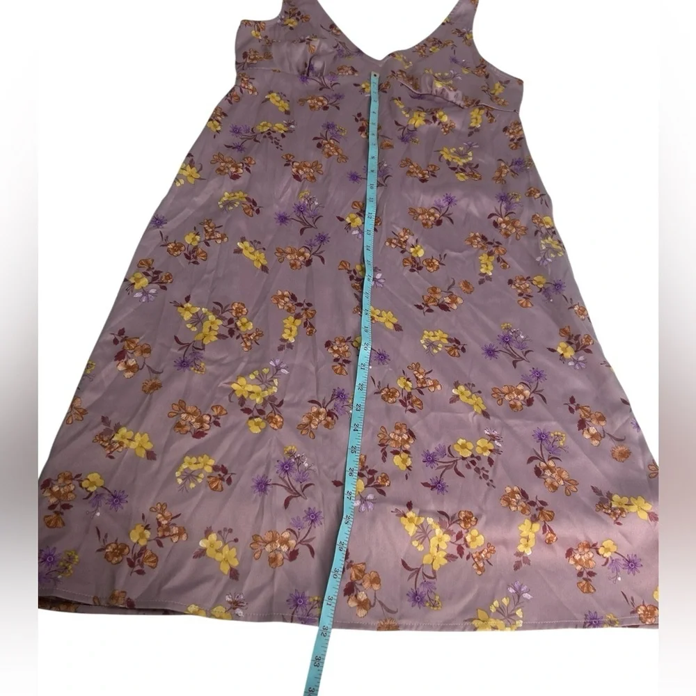 Hippie Rose Lavender Satin Floral Slip Midi Dress Fairy Babydoll Y2k Cocktail XL - Picture 6 of 13